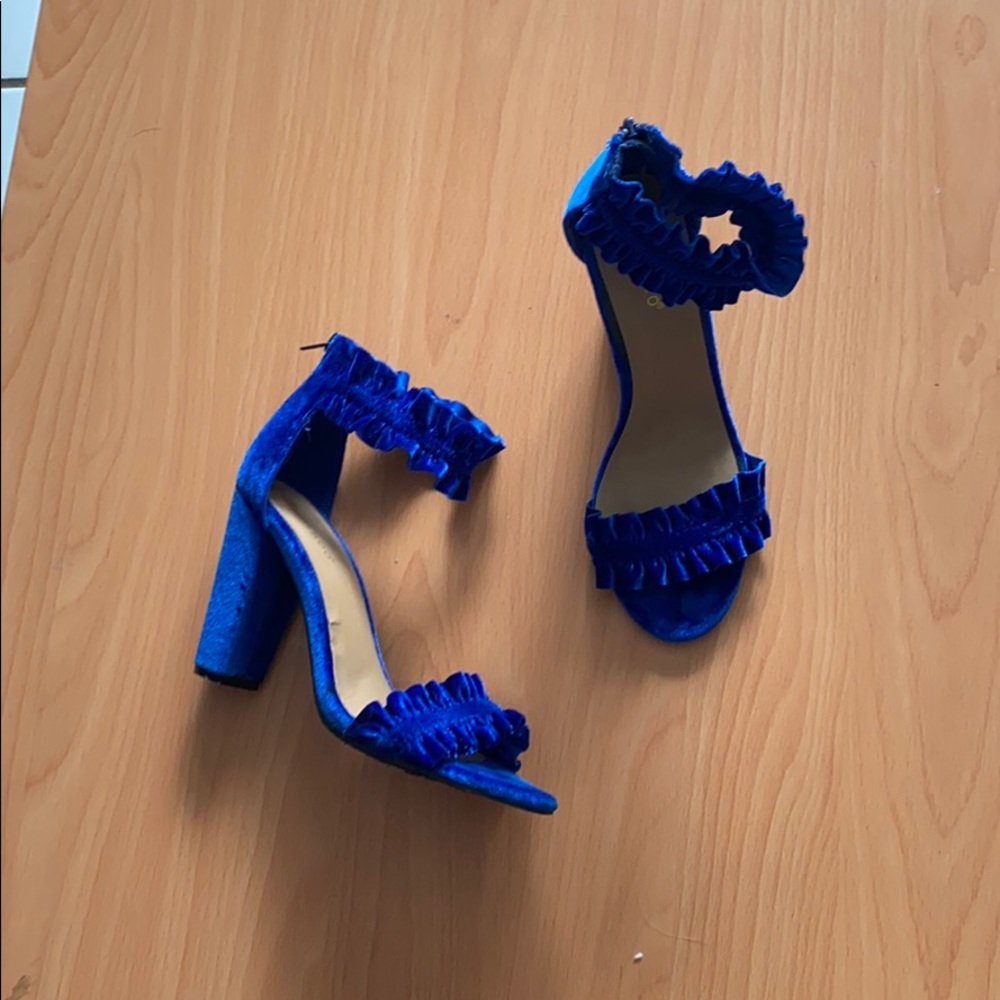 Blue suede heels